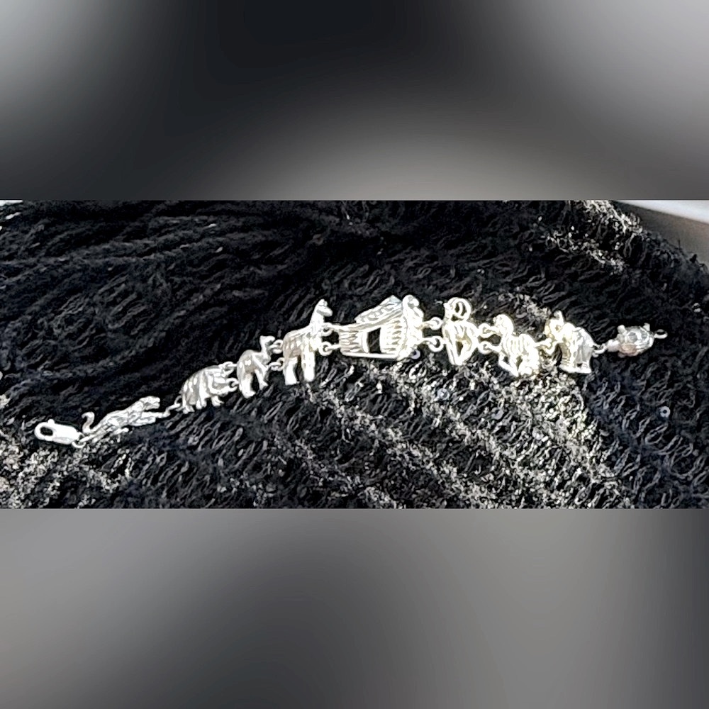 Vintage Stamped 925 Sterling Silver Noah’s Ark Bracelet